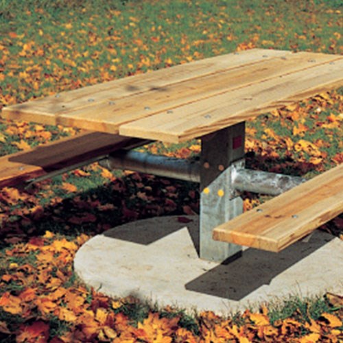 View PT Series: Pedestal Rectangular Table w/ Lumber Top & Seats ( AI-1706 )