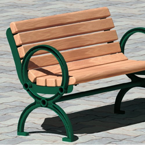 View Gillette Series: Cast Iron Surface Mount Contour Bench w/ Lumber Seat