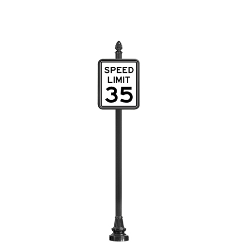CAD Drawings Brandon Industries Complete 24" x 30" Speed Limit Sign with SB-94 Base