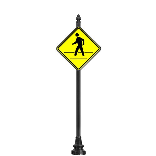 View Complete 30" Diamond Pedestrian Crossing Sign with SB-94 Base