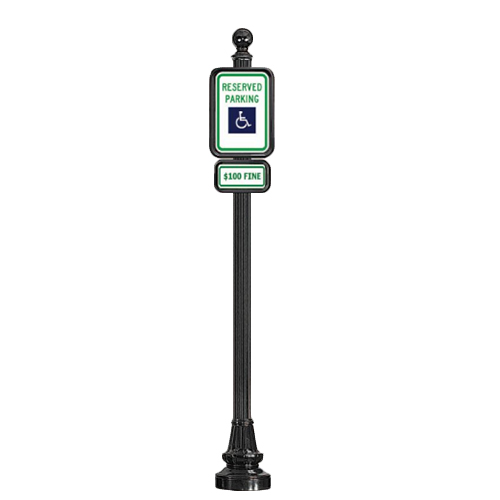 CAD Drawings Brandon Industries Complete 12" x 18" Reserved Parking Sign with SB-33 Base