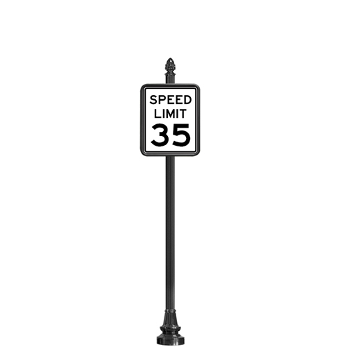CAD Drawings Brandon Industries Complete 18" x 24" Speed Limit Sign with SB-93 Base