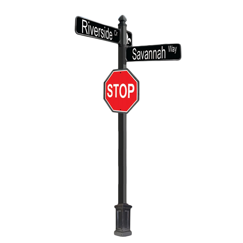 CAD Drawings Brandon Industries Complete Combo Street/Stop Sign with 2PCQ-4 Base