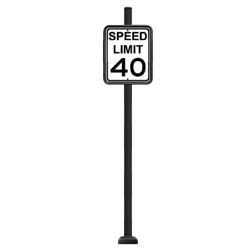 CAD Drawings Brandon Industries Complete 24" x 30" Speed Limit Sign with SBQ-14 Base