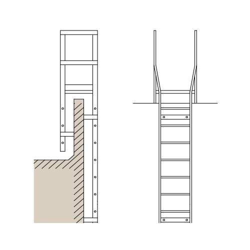 View Exterior Roof Access Ladder: 564 Parapet Return with Crossover Platform