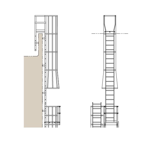 View Cages & Platforms: 564-CP Parapet Return with Crossover and Rest Platforms