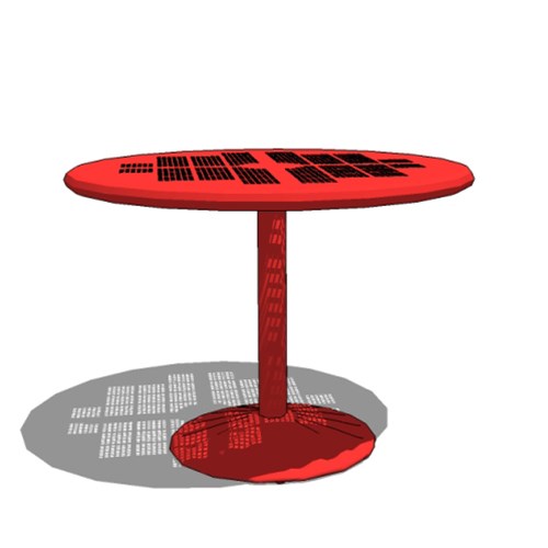 View Cafe Table: Cast Iron Base with Perforated Metal Top
