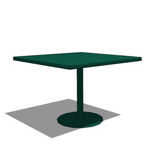 View Cafe Table: Square, Steel Disk Pedestal Base