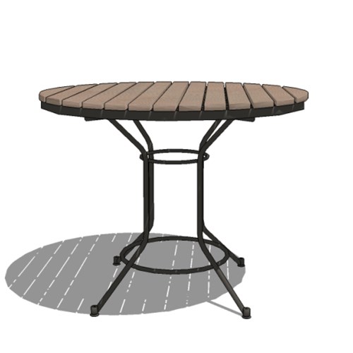 View Cafe Table: Rod Steel Base, Recycled Plastic or Wood Ipe