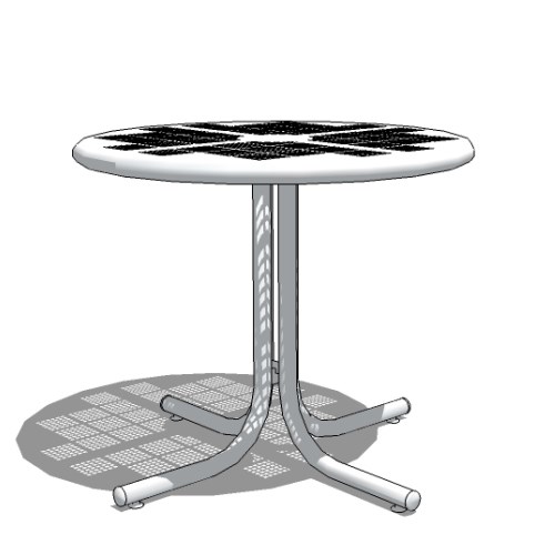 View Cafe Table: Tube Leg Base , Perforated Metal Top