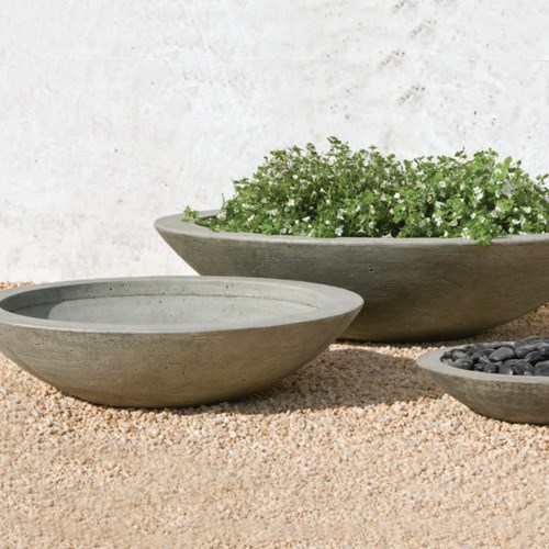 View Cast Stone Collection: Low Zen Bowl Cast Stone Planter