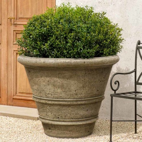 View Cast Stone Collection: Rustic Rolled Rim Cast Stone Planter