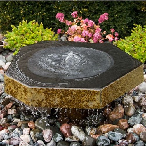 View Fountains: Basalt Zenshu Bird Bath Kit 