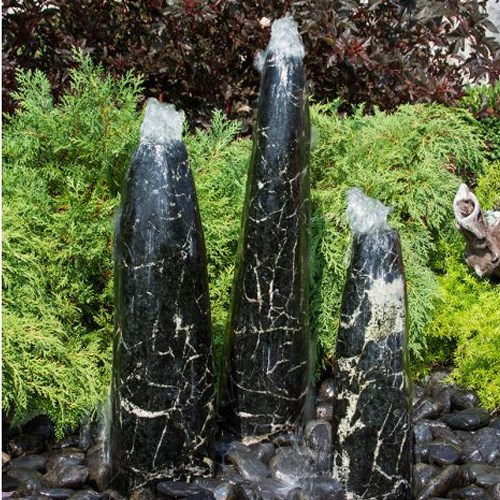 View Black Flower Granite Pillar Fountain