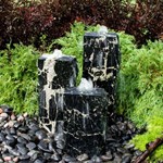 View Rough Marbled Black Granite Fountain