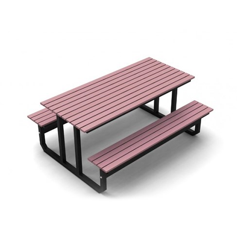 View Picnic Table: Recycled Plastic with Metal Frame Ends, Model ( CAT- 030 )