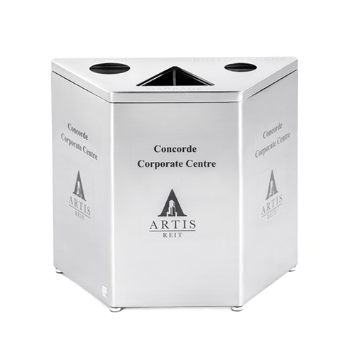 View Recycling Bin: Combined Triangular Stainless Steel Stations, Model ( CRC 706N )