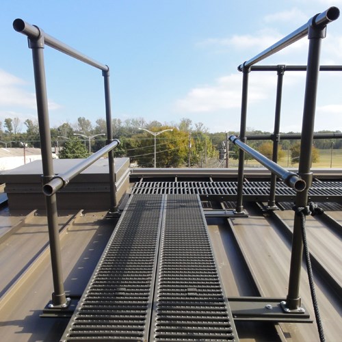 View 24" Wide Metalwalk®, 2 Sided Handrail, S-5™ Clamp