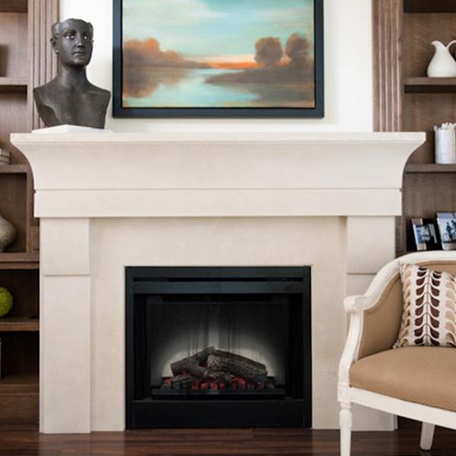View Fransk Light Concrete Fireplace Mantel