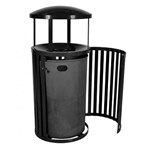 View Streetscape Collection Outdoor Trash Receptacle with Rain Canopy and Door - 45 Gallon