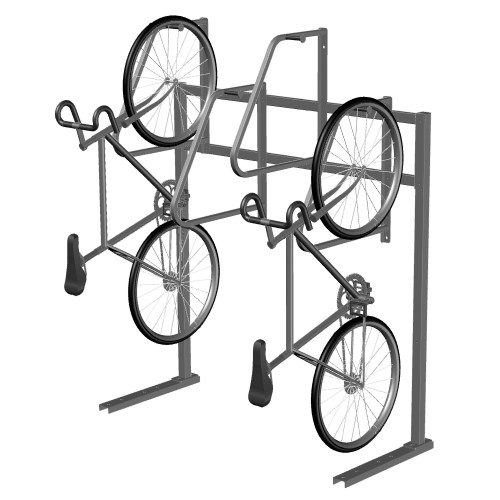 CAD Drawings Greenspoke (CVR-S) Compact Vertical Rack (Bike Hanger), Single Sided, 4-Bikes, Floor Mount 