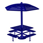 View (ST-CC-4S-SM) Single Post Shade Table, Curved Canopy, 4-Seats, Surface Mount