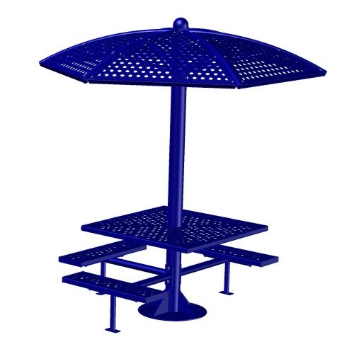 View (ST-CC-3S-SM) Single Post Shade Table, Curved Canopy, 3-Seats/Accessible, Surface Mount 