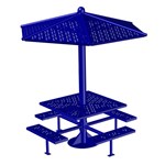 View (ST-4S-PC-SM) Single Post Shade Table, Flat Panel Canopy, 4-Seats, Surface Mount 