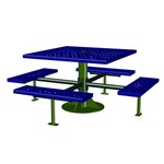 View (PT-4S-PC-SM) Pedestal Table, 4-Seats, Perforated Steel, Surface Mount 