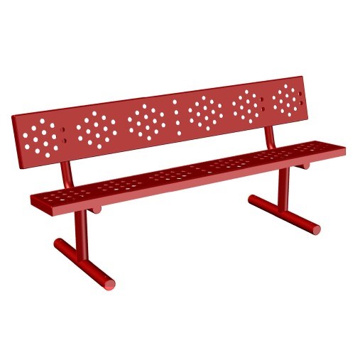 View (650666) Traditional Park Bench, 6', Perforated Steel, In-Ground/Embedded 