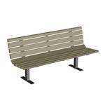 View (552-6-SSA) Wood Bench, 6', with Arms, 2x4 Wood Planks, Surface Mount 