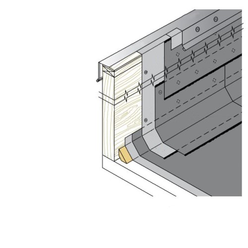 CAD Drawings BIM Models CertainTeed Commercial Roofing CT-06 Base Flashing and Wall Covering on Wood Parapet Wall