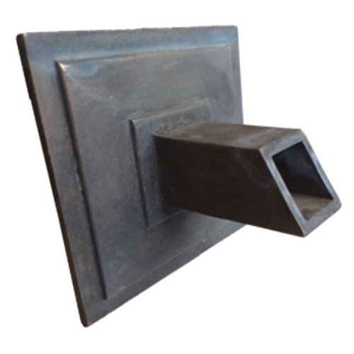 CAD Drawings A&B Aluminum and Brass Foundry 6" Square Backplate with Square Spout (Cast as 1 Piece), 1" ID 