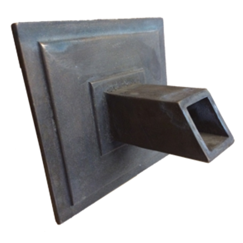 CAD Drawings A&B Aluminum and Brass Foundry 6" Square Backplate with Square Spout (Cast as 1 Piece), 1" ID