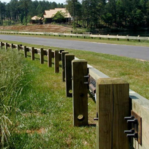 CAD Drawings S.I. Storey Lumber Company, Inc. TimBarrier™: StreetGuard™  Guardrail For Roadways And Street Applications (25 MPH Max.)