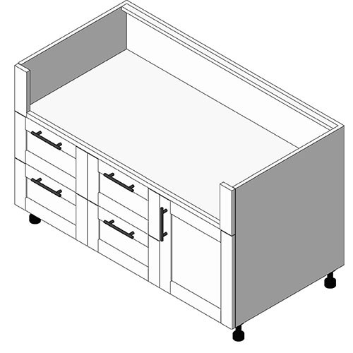 View Cabinet Revit Object: OGBXX41 4 Drawer + 1 Door Grill Base