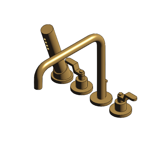 Tub Faucet: Roman Tub Industrial Lever with Handshower