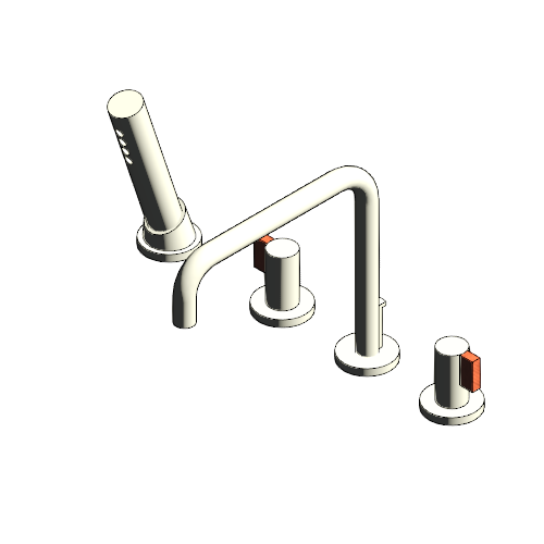 Tub Faucet: Roman Tub Lever Handle with Handshower