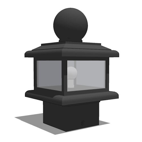 Exterior Post Cap Lighting: 6" x 6" Deck Post Cap Light with Finial Top
