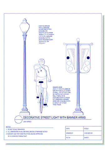 Decorative Street Light w / Banner Arms