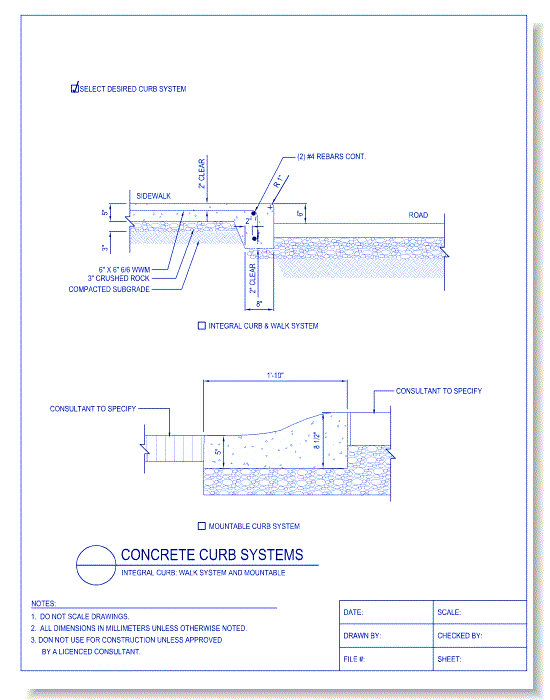 Concrete Curb Systems - Integral Curb- Walk System And Mountable