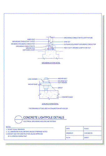 Concrete Lightpole Details - Electrical Grounding and Leveling Systems