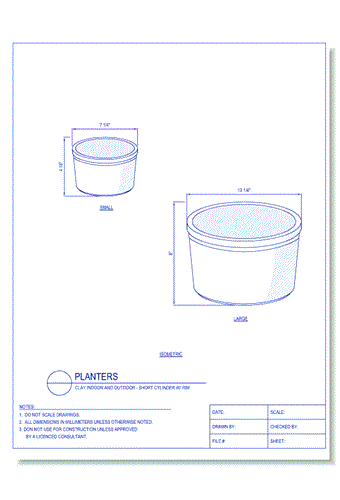 Planters: Short Cylinder Tapered W/ Rim
