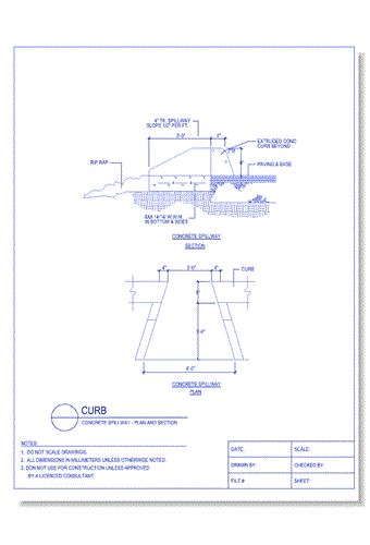 Concrete Spillway - Plan and Section