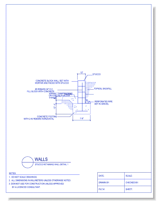 Stucco Retaining Wall - Detail 1