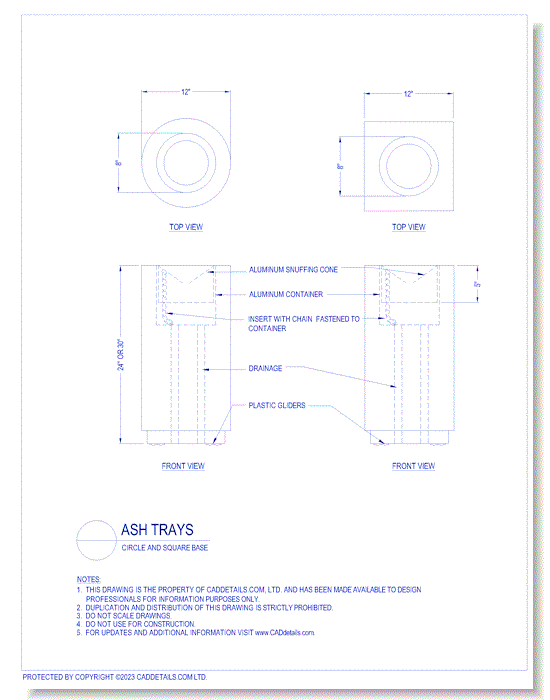 Ashtrays: Circle and Square Base