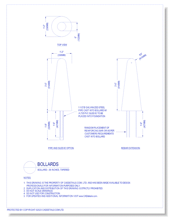 Bollards: Bollard - 36 Inches, Tapered