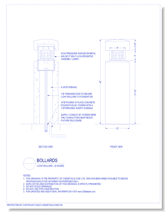 Bollards: Light Bollard - 42 Inches