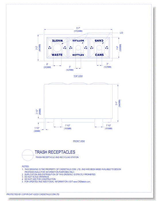 Trash Receptacles: Trash Receptacle and Recycling Station