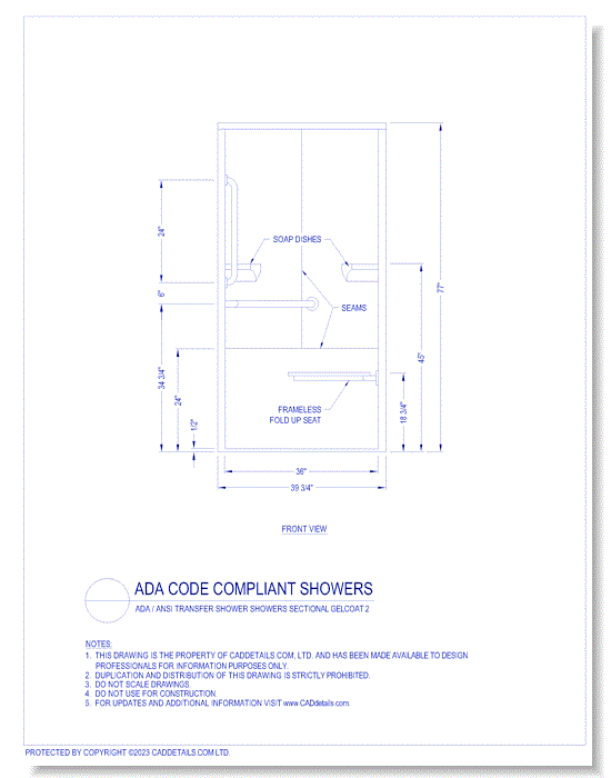 ADA Code Compliant Showers: ADA / ANSI Transfer Shower Sectional Gelcoat 2